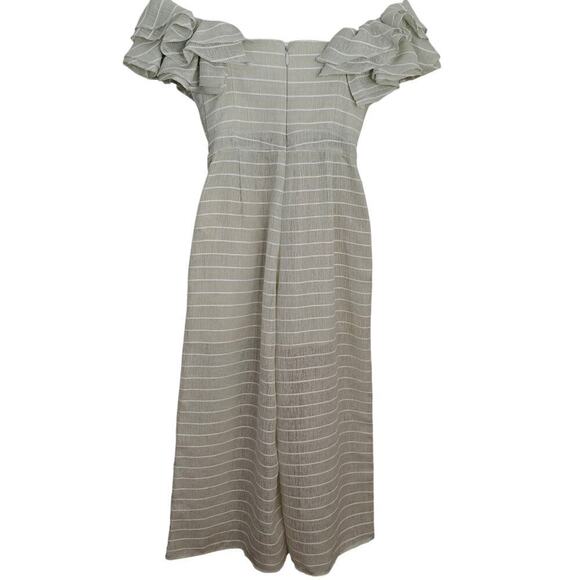 Acler Ruffled Off Shoulder Jumpsuit Size 2 Mint Green Pockets Cropped Wide Leg - Picture 9 of 14